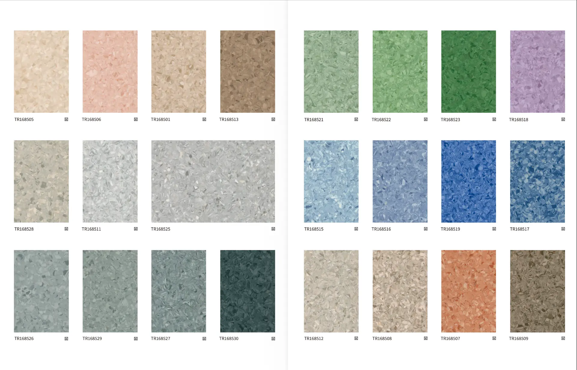 Tavola colori vinile omogeneo: neutri, beige, grigi, verdi, blu e pastelli